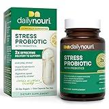 Nouri Stress Support Daily Prebiotic & Probiotic Capsules with Plant-Based Omega Oil, PreForPro Bacteriophage for Cortisol Management and Daily Stress Support