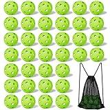 Tanlade 36 Pack Baseball Practice Balls Plastic Training Balls Lightweight Baseball Hollow Softballs with a Drawstring Bag for Hitting, Baseball Batting Training Indoor Outdoor Use (Green)