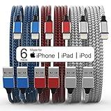 [Apple MFi Certified] 6Pack 3/3/6/6/6/10 FT iPhone Charger Nylon Braided Fast Charging Lightning Cable Compatible iPhone 14 Pro/13 mini/13/12/11 Pro MAX/XR/XS/8/7/Plus/6S/SE/iPad