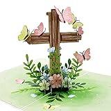 Liif Religious Cross Easter Card, 3D Pop Up Easter Card, Religious Sympancy Card, Condolence Card | With Message Note & Envelop | Size 7 x 5 Inch