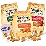 Werther's Original Limited Edition Harvest Soft Caramels, Pumpkin Spice, Caramel Apple, and Maple Crème, Bulk Individually Wrapped Fall Candies, Pack of 3