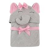 Hudson Baby Unisex Baby Cotton Animal Face Hooded Towel, Pretty Elephant, One Size