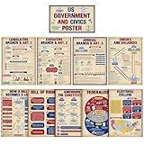 Pasimy 10 Pcs US Government Posters Social Studies Bulletin Board Posters Government Structure Educational Learning Materials US History Civics Posters for Middle High School Classroom Decorations