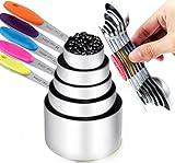 TILUCK measuring cups and magnetic measuring spoons set, stainless steel measuring cups, 6 double-sided stainless steel measuring spoons & 1 leveler (5+7)