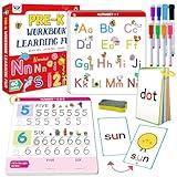 ElitePanda Preschool Learning Activities 60 Dry Erase Cards, Number Letter Tracing Book CVC Word, Pre Kindergarten Workbook Montessori Educational Alphabet Learning Toys for Kids 3 4 5 6 Years Old