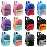 24 - Pack 17" School Backpacks for Kids - Backpacks in Bulk for Elementary, Middle, and High School Students, 12 Assorted Colors 2 Tone