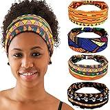 WILLBOND 4 Pieces African Headbands Yoga Headband Stretchy Wide Knotted African Hair Band Hair Accessories for Women and Girls (Vintage Series)