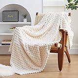 EXQ Home Fleece Throw Blanket for Couch or Bed - 3D Imitation Turtle Shell Jacquard Decorative Blankets - Cozy Soft Lightweight Fuzzy Flannel Blanket Suitable for All Seasons(50"×60",Beige)