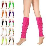 Buauty 80s 90s Leg Warmers for Women, Neon Knit Ribbed Leg Socks Stylish Accessories for Inspired Outfits Yoga Sports Party