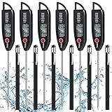 Copkim 6 Set Waterproof Food Thermometer for Water, Liquid, Candle and Cooking Digital Meat Thermometer with Long Probe Instant Read Thermometer for Kitchen BBQ Grill Candy (Black)