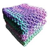 Colorful Set 3 Cotton Washcloths Super Absorbent Reusable Dishcloths Knitwear Square Soft Ecology Rags