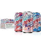 Mountain Dew, Red, White & Blue Summer, 3 Flavor Variety Pack, 12 Fl Oz Cans (Pack of 18)