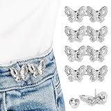 TOOVREN Pant Waist Tightener, Jean Buttons for Loose Jeans, No Sew and No Tools Jeans Button Tightener, Adjustable Buttons for Jeans Pants Button Tightener, Butterfly Instant Button Pins 4 Sets