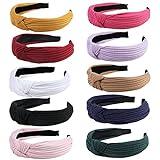 Fishinsea 10 Pack Knotted Wide Headbands for Women Cute Fashion Head Wrap in Solid Color Non-slip Hair Accessories for Daily Festival Presents