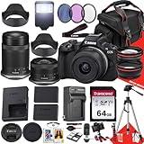 Canon EOS R50 Mirrorless Camera with 18-45mm and 55-210mm Lens + 64 GB Memory + Hood + Extra Battery + Filters + Tripod + More (30pc Bundle), Black (Renewed)