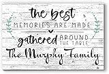 Personalized Kitchen Sign The Best Memories are Made Gathered Around the Table Custom Wood Farmhouse Décor for Home, Wedding, Family or Couples Gift Idea (Black)