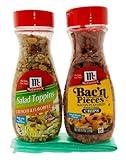 McCormick Crunchy Salad Toppings and Bacon Flavored Chips Bundle (one container of each kind with storage / leftover bag). Great for topping salads, baked potatoes and more!