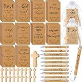 Spakon 120 Pcs/ 30 Set Christian Gifts Bible Verse Notebooks Religious Bamboo Pens Wooden Crosses with Organza Bags Church Christmas Party Favors for Women Men Employee Coworker Teacher