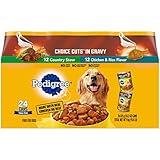 PEDIGREE CHOICE CUTS IN GRAVY Adult Canned Soft Wet Dog Food Variety Pack, Country Stew and Chicken & Rice Flavor, 13.2 oz. Cans (Pack of 24)