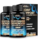 Glucosamine | Chondroitin | MSM | Collagen - 2800 mg Joint Support Supplement - Made in USA - FSA HSA Eligible - Cartilage Health, Mobility & Strength - Flexibility Nutritional Vitamins, 120 Capsules