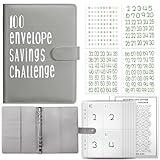 Join the 52-Week 100 Envelope Savings Challenge | Fun Path to Save $5,050 in One Year with Our Budget Binder | Money Organizer for Cash Made Easy with Our Colorful Binders (grey)