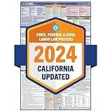 2024 California Labor Law Poster - State, Federal, OSHA Compliant - Thick Premium Paper, Durable, Waterproof, Tear Resistant - Workplace Required English Employment Poster- 26" x 39.5”