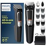 Norelco Philips Multi Groomer All-in-One Trimmer Series 3000-13 Piece Mens Grooming Kit for Beard, Face, Nose, Ear Hair Trimmer and Hair Clipper - NO Blade Oil Needed, MG3740/40