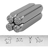 BESTNULE 4pcs Metal Design Stamps Punch Stamping Tool, Hard Carbon Steel Tools to Stamp or Punch Metal, Jewelry, Clay, Leather, Wood (Forest Animals 3)