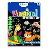 Skillmatics Magical Scratch Art Book for Kids - Animals, Craft Kits & Supplies, DIY Activity & Stickers, Gifts for Toddlers, Girls & Boys Ages 3, 4, 5, 6, 7, 8, Travel Toys