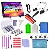 59 Pcs Diamond Painting A4 LED Light Pad Kit, 5D Diamond Painting Accessories Tool Kit Full Drill for Adults, Supplies Includes Storage Case, Pens,Stand,Pad Board and More