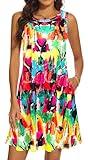 Summer Dresses for Women 2024 Casual Sundresses Beach Cover Ups Sleeveless Tshirt Swing Dress with Pockets 2X-Large Rainbow