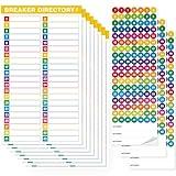 10 Sheets Breaker Panel Labels, 7 Breaker Catalog Stickers & 3 Number Stickers, Colorful Waterproof Durable Self-Adhesive Electrical Number Directory Load Center Stickers