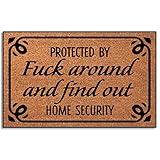 Wulidrom Protected by Fuck Around and Find Out Home Security Low Profile Door Mat for Front Door Inside Door Mats for Home Entrance, Inside Front Doormat 30"X18"