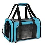 Henkelion Pet Carrier for Small Medium Cats Puppies up to 15 Lbs, Airline Approved Small Dog Travel Puppy Carrier Soft Sided, Collapsible - Blue