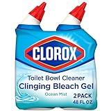 Clorox Toilet Bowl Cleaner, Clinging Bleach Gel, Ocean Mist - 24 Ounces, Pack of 2