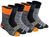 Dickies Men's Dri-Tech Moisture Control Crew Multipack Socks, Hi-vis Orange Black (6 Pairs), Large