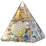 Anaya Agate Orgone Pyramid – Moonstone Healing Crystal Pyramid – Orgonite Pyramid for Mental and Spiritual Enhancement – Meditation Pyramid for Stress Relief, Luck, Wealth