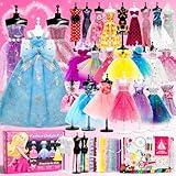 Axirata 800+PCS Fashion Designer Kit for Girls Creativity DIY Arts & Crafts Kit for Kids with Fashion Design Sketchbook, 4 Mannequins, Sewing Kit for Teen Girls Birthday Gift Age 6 7 8 9 10 11 12+