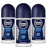 Nivea Men Anti Perspirant Roll On, Fresh Active Longlasting Freshness Ocean Extracts, 48 Hour Protection, 1.7 Ounce (Pack of 3)