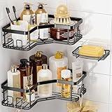 MAXIFFE Shower Caddy, 3-Pack Shower Organizer with Soap Holder, Corner Shower Caddy with 8 Hooks, Wall Mounted Shower Shelf for Bathroom, Kitchen, Countertop, Black