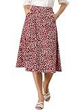 Allegra K Women's A-Line Midi Skirt Floral Print Chiffon Vintage 2024 Summer Skirts Medium Red