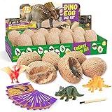 Dinosaur Eggs Dig Kit for Easter, Discover 12 Unique Dino Fossil Eggs, Novelty Excavation Toys for Kids Archaeology Paleontology Easter Egg Hunter Learn Educational Science STEM Gifts