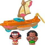 Fisher-Price Little People Toddler Toy Disney Princess Moana & Maui’s Canoe Sail Boat with Figures for Pretend Play Ages 18+ Months​