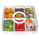 Large Snack Box Container - Portable Divided Serving Tray with Lid and Handle, 6 Compartment Big Snackle Box Charcuterie Container，Veggie Tray for Fruit, Salad, Vegetable, Candy