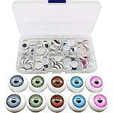 TIHOOD 100pcs/box 12mm Doll Eyeballs Half Round Acrylic Eyes for DIY Doll Bear Crafts Halloween