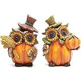 Hodao Owl Sculpture - Resin Thanksgiving Decor, Handmade Fall Centerpiece in Country Style, Unique Patented Design, 5.5 inches Tall