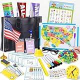 Gifts2U Pretend Play School Sets for Kids - With Teacher Bag, Whiteboard, Learning Clock, Educational Posters and Teaching Toy Supplies.