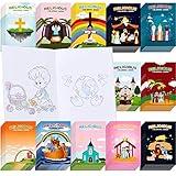 72 Pcs Christian Religious Bible Coloring Books Bulk for Kids DIY Art Drawing Mini Book for Sunday School Prizes Easter Gifts Classroom Rewards Church Activity Carnival Party Favors, 12 Styles