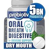 Probiotiv Oral Probiotics for Mouth Bad Breath 5 Billion CFU – Chewable Dental Probiotic for Teeth and Gums & Fresh Breath, Combats Dry Mouth, Halitosis & Supports Gut Health (30 Count (Pack of 1))