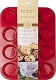 Mrs. Anderson's Baking Silicone 12-Cup Muffin Pan Baking Mold, BPA Free, Non-Stick European-Grade Silicone, 13.5 x 10 x 1.25-Inches